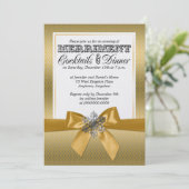 Silver and Gold Festtage Abendessen Party Einladun Einladung (Stehend Vorderseite)