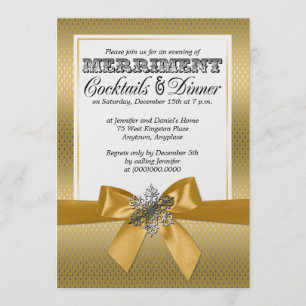 Silver and Gold Festtage Abendessen Party Einladun Einladung