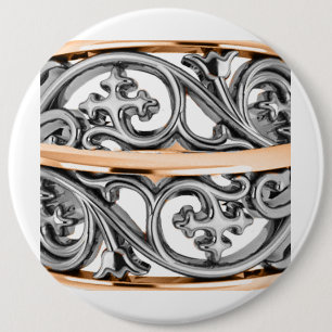 Silver and Gold Filigree Cross Muster Button
