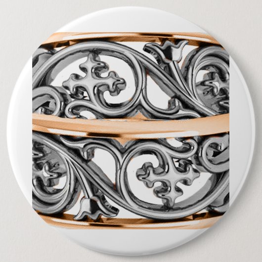 Silver and Gold Filigree Cross Muster Button (Vorderseite)