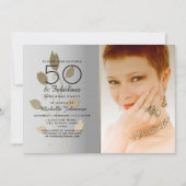 Silver and Gold Foto 50. Geburtstag Einladung (Vorderseite)
