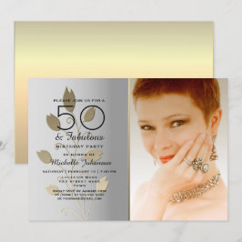 Silver and Gold Foto 50. Geburtstag Einladung