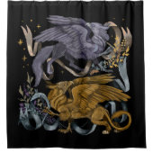Silver and Gold Griffin Duschvorhang (Vorderseite)