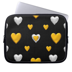 Silver and Gold Hearts Laptopschutzhülle