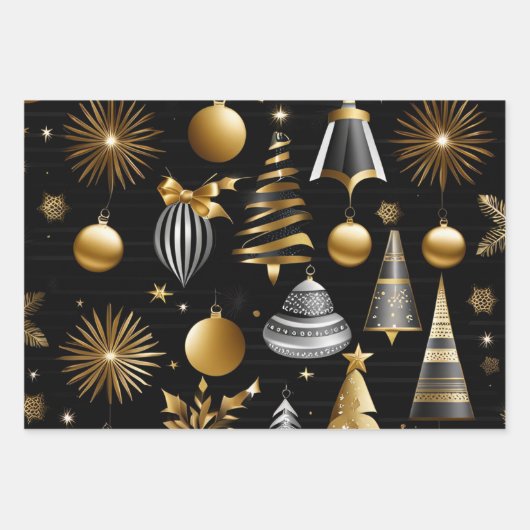 Silver and Gold Holiday Ornaments Collection Geschenkpapier Set (Vorderseite 2)