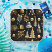 Silver and Gold Holiday Ornaments Muster Pappteller (Party)