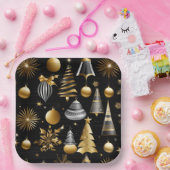 Silver and Gold Holiday Ornaments Muster Pappteller (Party)