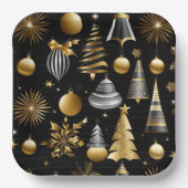 Silver and Gold Holiday Ornaments Muster Pappteller (Vorderseite)