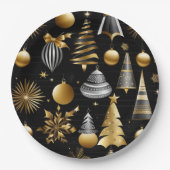 Silver and Gold Holiday Ornaments Muster Pappteller (Vorderseite)