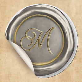 Silver and Gold Monogram Modern Wax Siegel Sticker