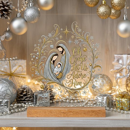 Silver and gold nativity Christmas Acrylschild