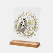 Silver and gold nativity Christmas Acrylschild (Winkel)