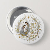 Silver and gold nativity Christmas Button (Vorne & Hinten)