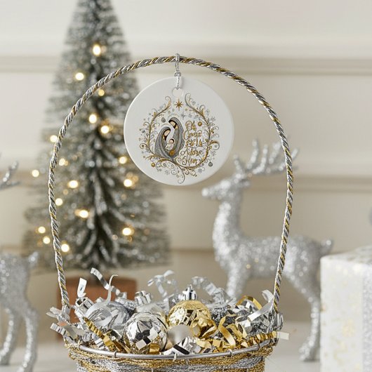 Silver and gold nativity Christmas Geschenkanhänger