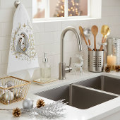 Silver and gold nativity Christmas Geschirrtuch