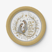 Silver and gold nativity Christmas Pappteller (Vorderseite)