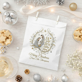 Silver and gold nativity Christmas personalized Geschenktütchen