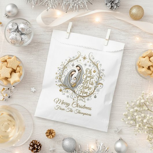 Silver and gold nativity Christmas personalized Geschenktütchen