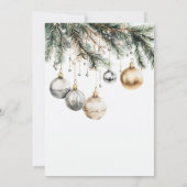 Silver and Gold Ornamente Baubles Weihnachtsfest P Einladung (Rückseite)