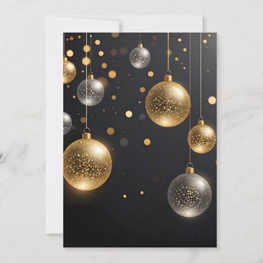 Silver and Gold Ornamente Weihnachtsfeier Einladung (Rückseite)