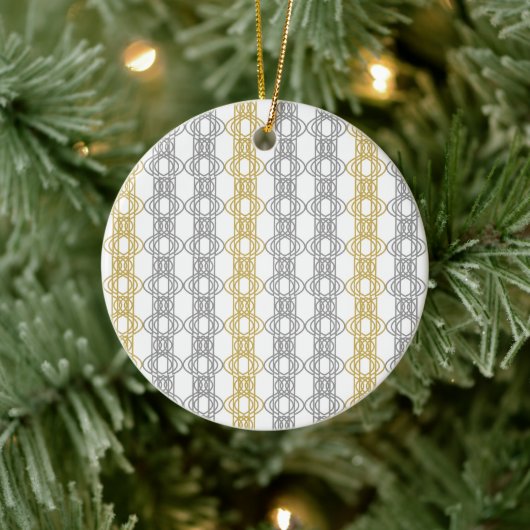 Silver and Gold Pattern Keramik Ornament (Baum)