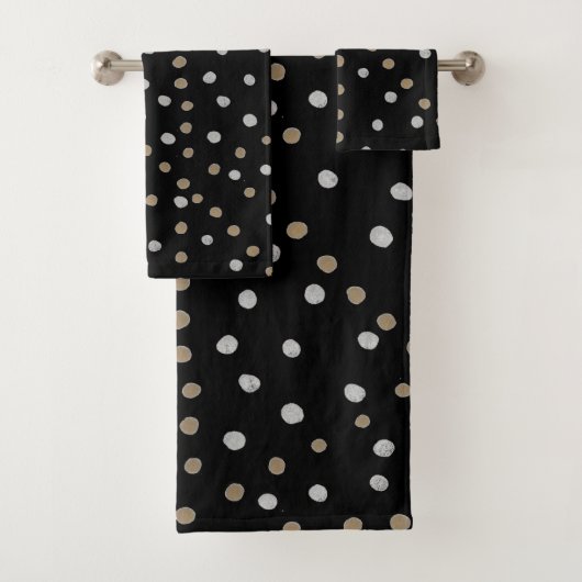 Silver and Gold Polka Dots Badhandtuch Set (Insitu)
