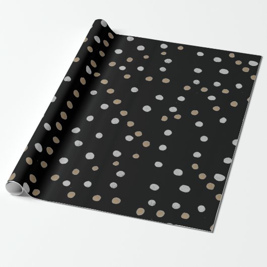 Silver and Gold Polka Dots Geschenkpapier (Ungerollt)