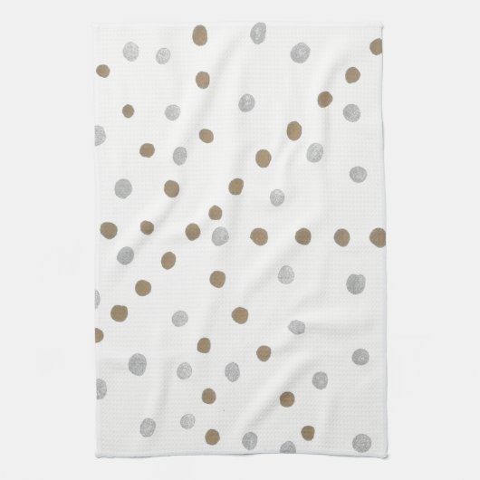 Silver and Gold Polka Dots Geschirrtuch (Vertikal)