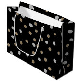 Silver and Gold Polka Dots Große Geschenktüte (Vorderseite Schrägansicht)