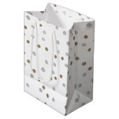 Silver and Gold Polka Dots Mittlere Geschenktüte (Vorderseite Schrägansicht)
