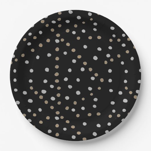 Silver and Gold Polka Dots Pappteller (Vorderseite)