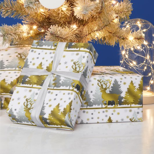 Silver and Gold Rentier Weihnachtsverpackung für P Geschenkpapier (Feiertage)