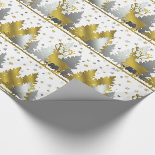 Silver and Gold Rentier Weihnachtsverpackung für P Geschenkpapier (Ecke)