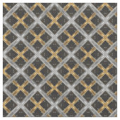 Silver and Gold Ribbon on Black Tile Pattern Stoff (Nahaufnahme)