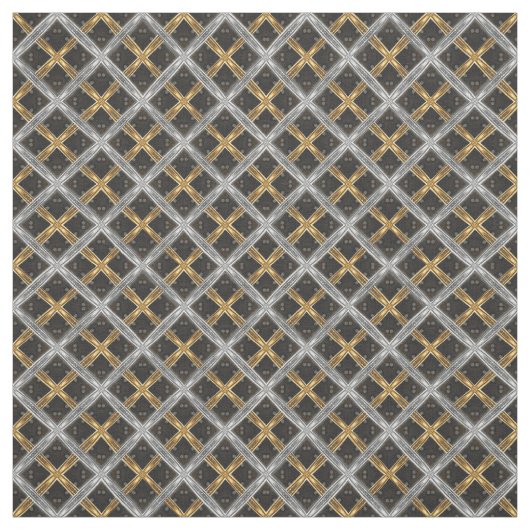 Silver and Gold Ribbon on Black Tile Pattern Stoff (Muster)