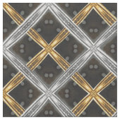 Silver and Gold Ribbon on Black Tile Pattern Stoff (Nahaufnahme)