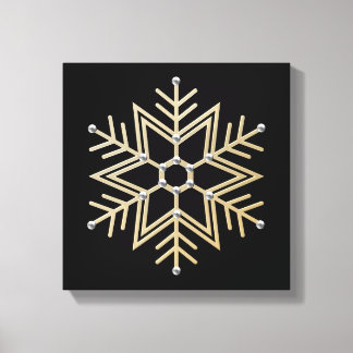 Silver and Gold Snowflake Leinwanddruck
