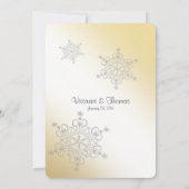 Silver and Gold Snowflakes Wedding Einladung (Rückseite)