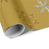 Silver and Gold Snowflakes Weihnachten Geschenkpapier (Rolleneckpunkt)