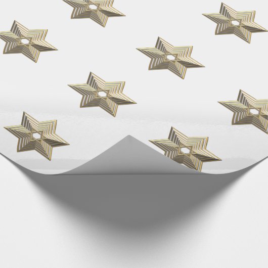 Silver and Gold Star von David Wrapping Paper Geschenkpapier (Ecke)