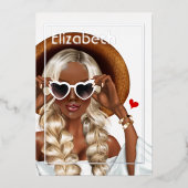 Silver and Gold Summer Birthday Party Folieneinladung (Vorderseite)