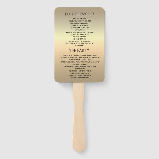 Silver and Gold Wedding Program Fächer (Rückseite)