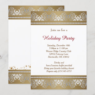 Silver and Gold Weihnachtsbaum Einladung