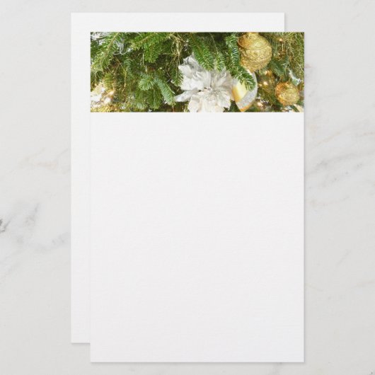 Silver and Gold Weihnachtsbaum I Urlaub Briefpapier (Vorne/Hinten)