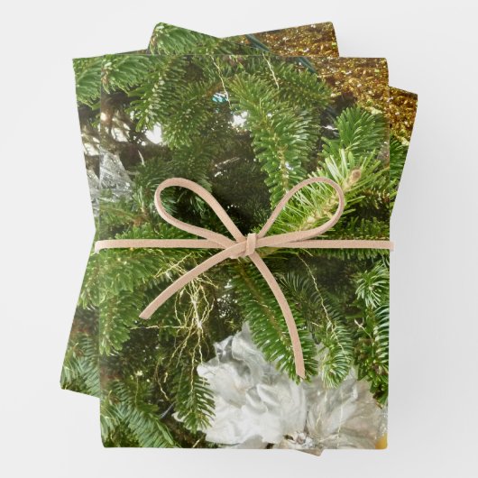 Silver and Gold Weihnachtsbaum I Urlaub Geschenkpapier Set (Beispiel)