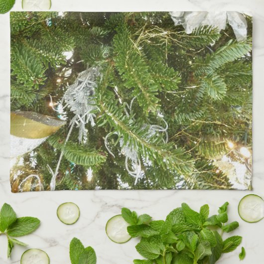 Silver and Gold Weihnachtsbaum I Urlaub Geschirrtuch (Gefaltet)