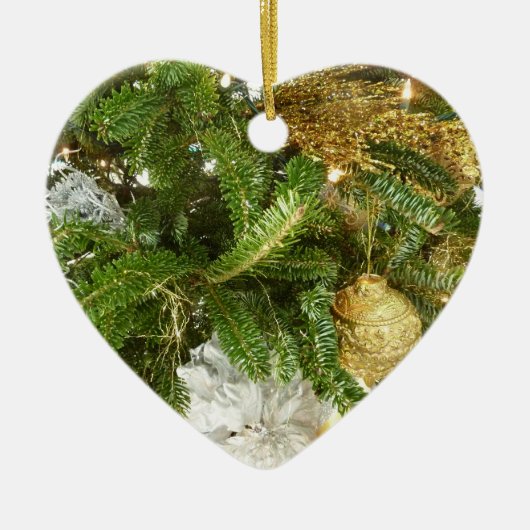 Silver and Gold Weihnachtsbaum I Urlaub Keramik Ornament (Vorne)