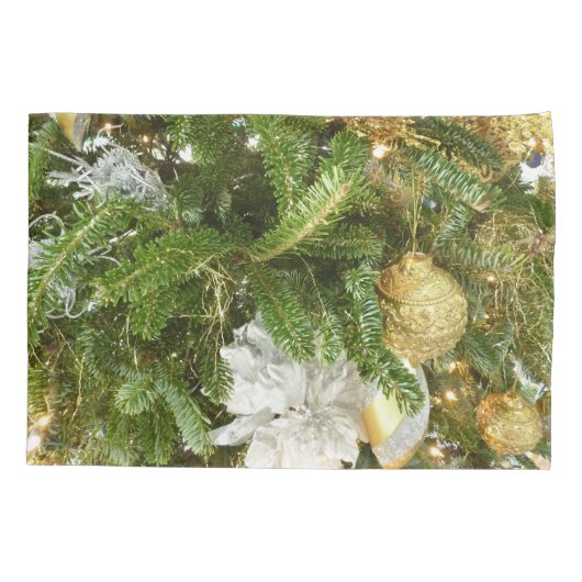 Silver and Gold Weihnachtsbaum I Urlaub Kissenbezug (Rückseite)