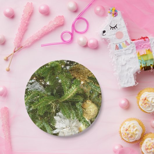 Silver and Gold Weihnachtsbaum I Urlaub Pappteller (Party)