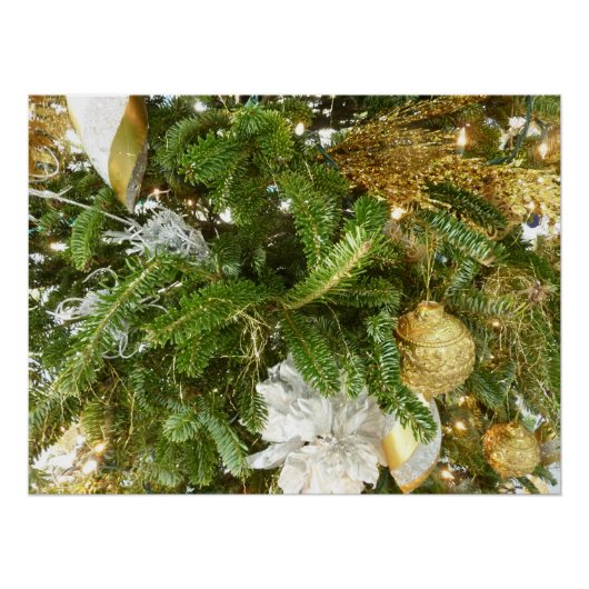 Silver and Gold Weihnachtsbaum I Urlaub Poster (Vorderseite)